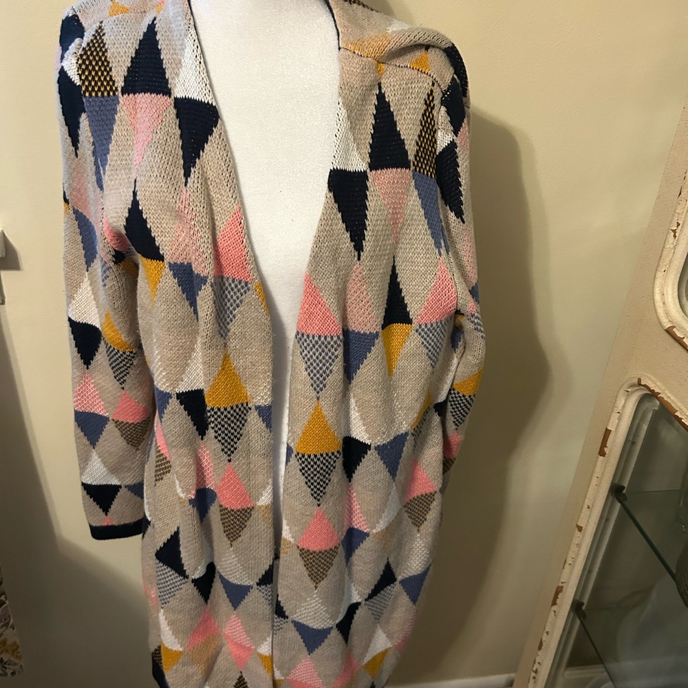 CJ Banks Multicolor Geometric Cardigan